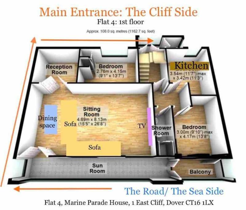 Flat 4 Marine Parade House, 1 East Cliff- Next To Dover Port, White Cliffs, Beach, Castle エクステリア 写真